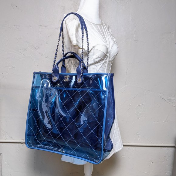 SOLD Chanel Splash Blue Large PVC Shopping Tote - Picture 7 of 7